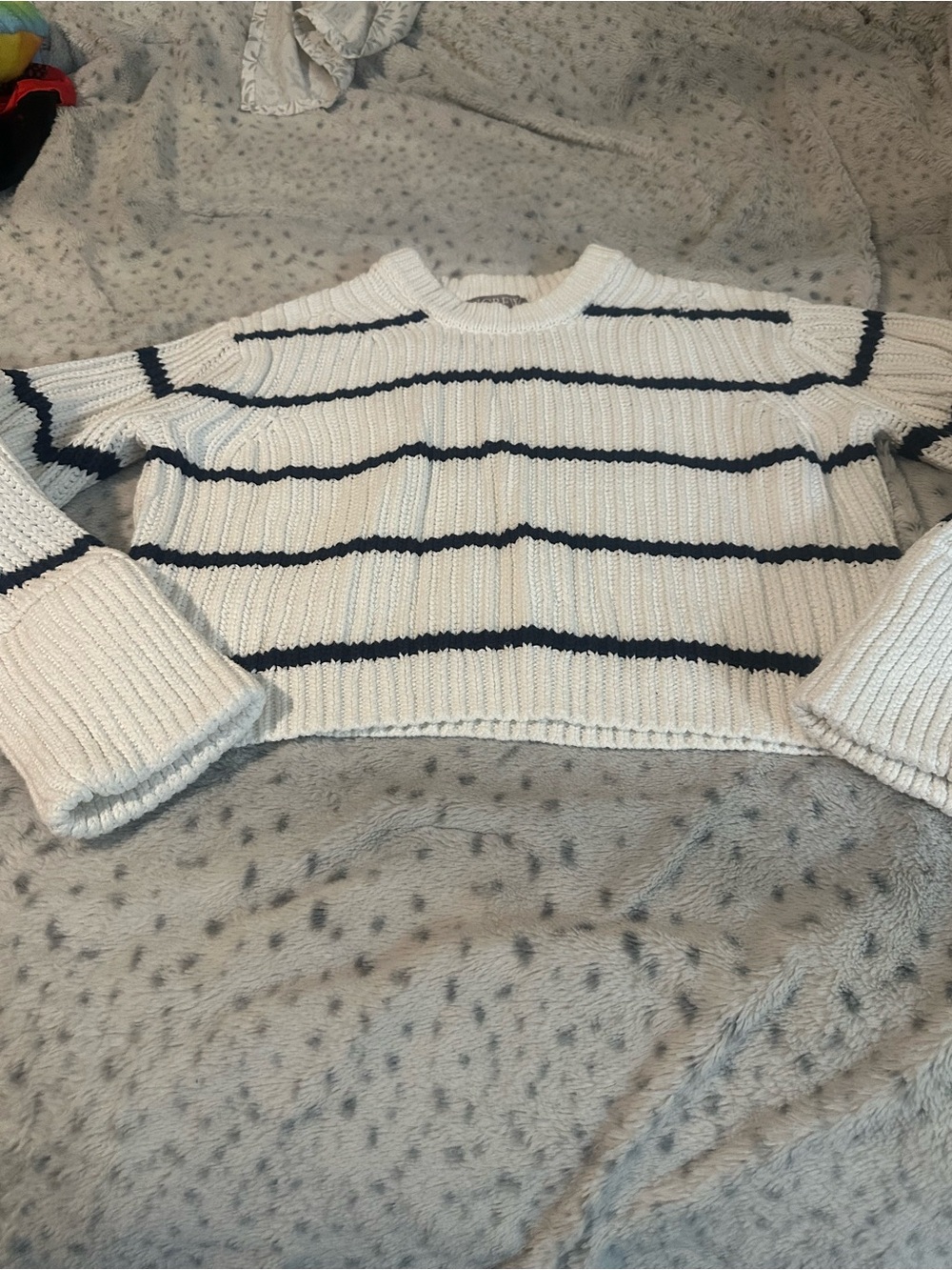 J. Crew heavy Striped Cream and Navy Knit Sweater - Women